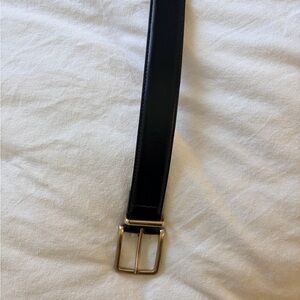 Abercrombie & Fitch Black Leather Belt with Gold Buckle